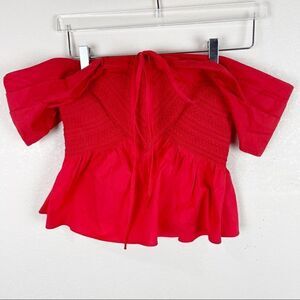 Tanya Taylor Smocked Halter Kirsten Poplin Top Size 2